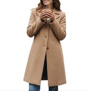 Marvin Richards 100% Wool Tan Trench Coat Size 6P